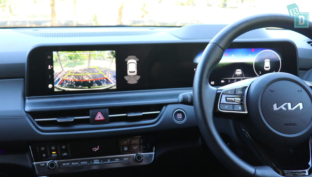 the dashboard and steering wheel of a car.
