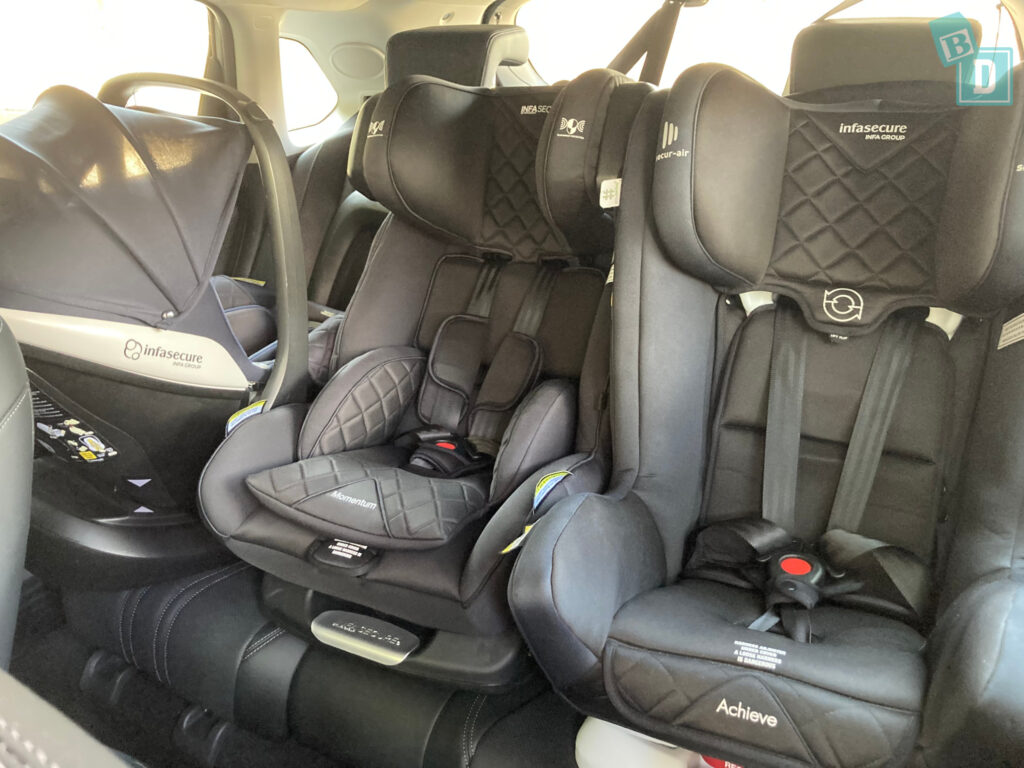 2023 Honda ZR-V VTi LX with three child seats installed in the second row

