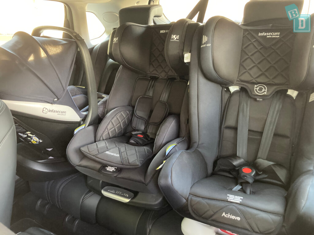 2023 Honda ZR-V VTi LX with three child seats installed in the second row
