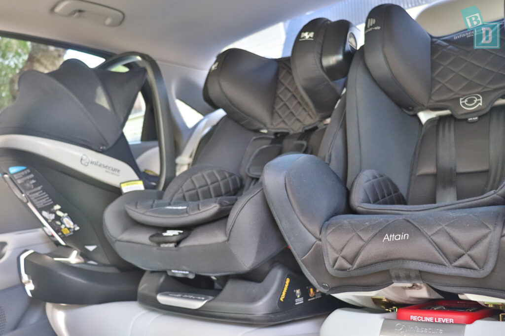 Child seats in the back seat of a 2023 Hyundai Ioniq 6.