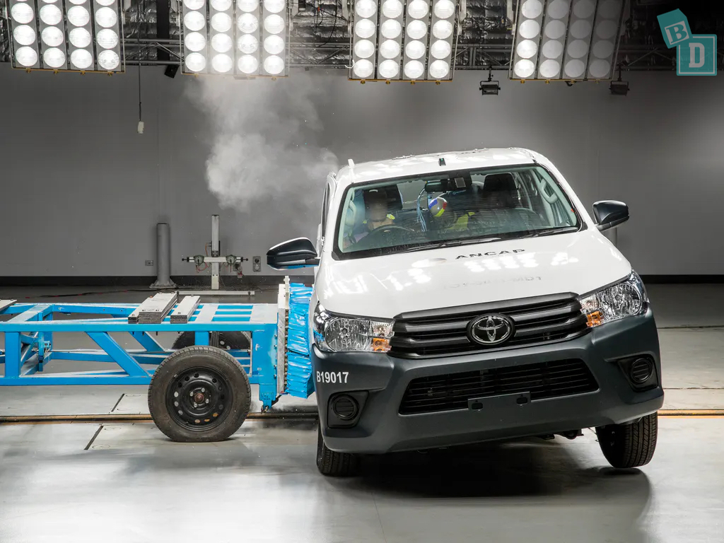 The toyota hilux is being tested in a laboratory and is one of the safest dual cab utes