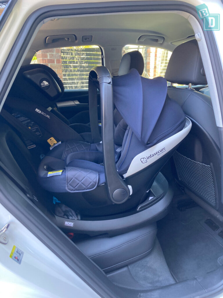 2023 Audi Q5 legroom with rear-facing child seats installed in the second row
