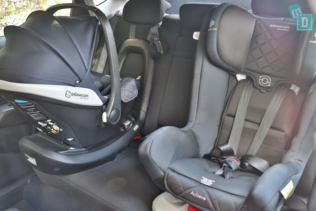 2023 Hyundai Kona space between two child seats installed in the second row 
