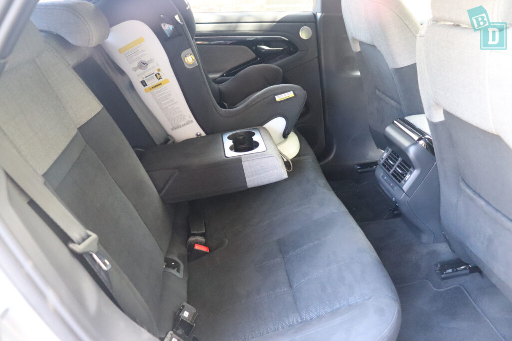 2023 Range Rover Evoque PHEV legroom with forward-facing child seats installed in the second row 