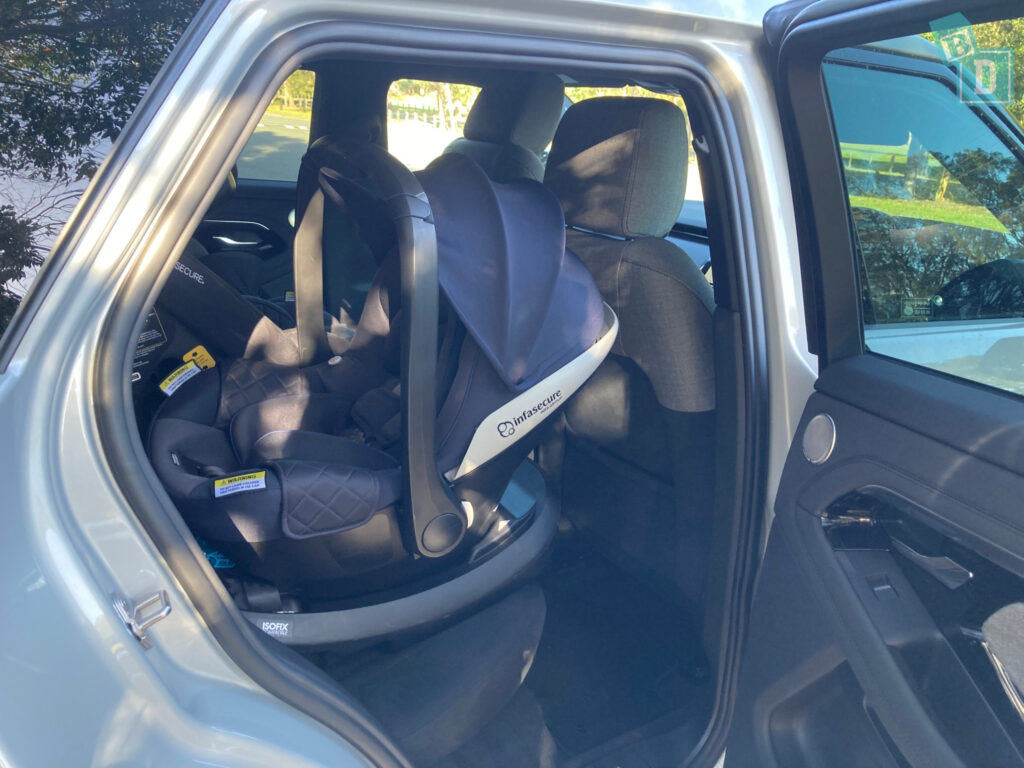 2023 Range Rover Evoque PHEV legroom with rear-facing child seats installed in the second row 