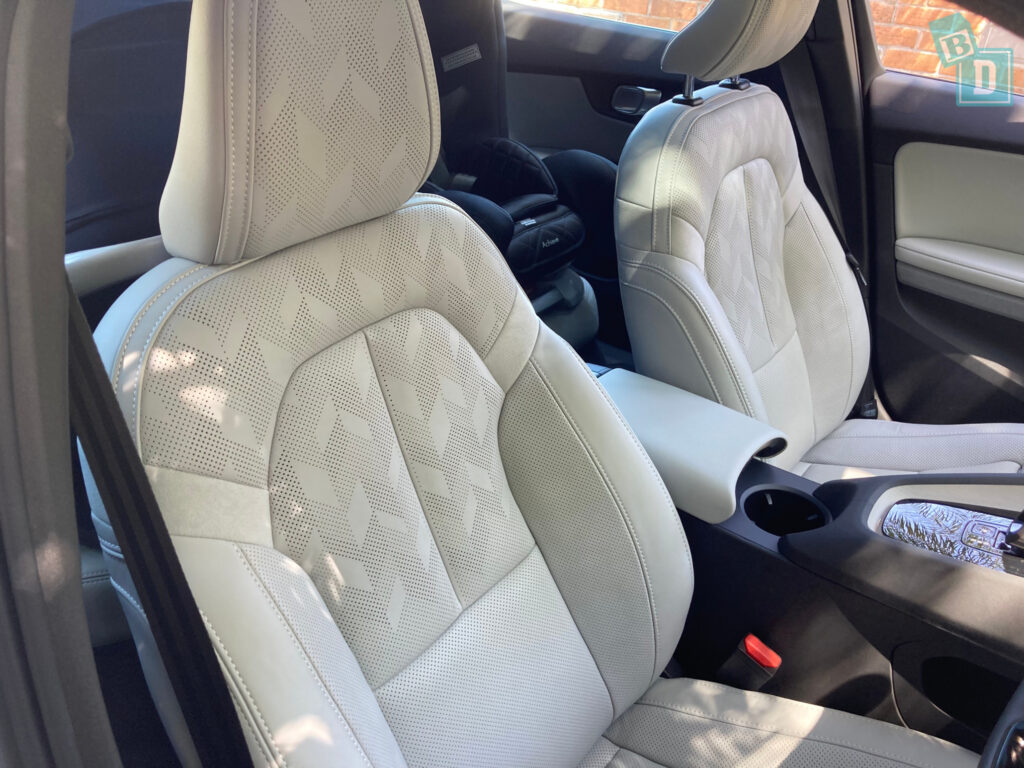 2024 Polestar 2 legroom with rear-facing child seats installed in the second row
