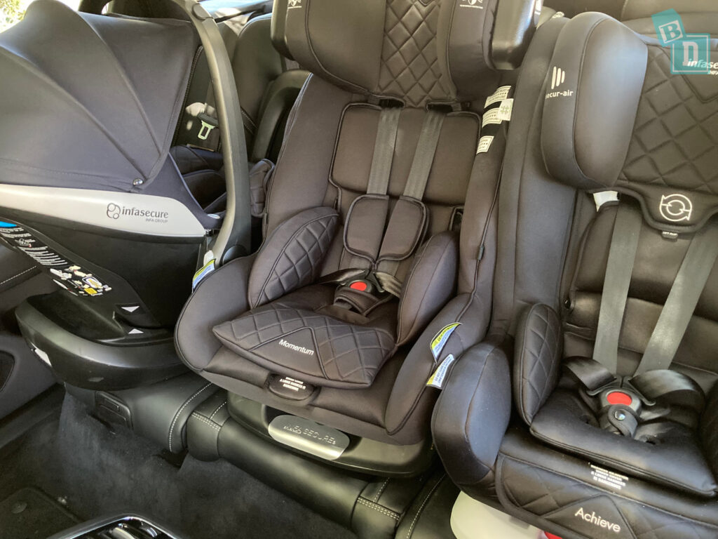 2024 Volvo XC60 with three child seats installed in the second row

