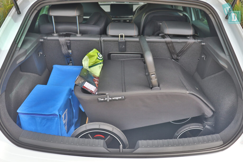 2023 Cupra Leon boot space for shopping with single stroller pram if two rows of seats are in use
