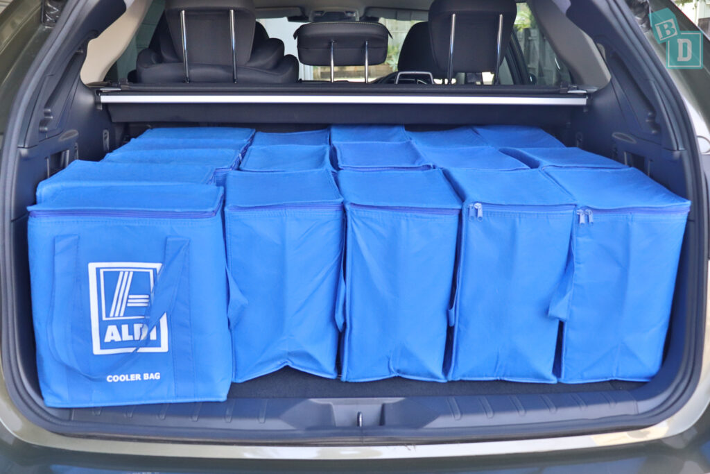 Subaru Outback Sport XT boot space for shopping with two rows of seats in use
