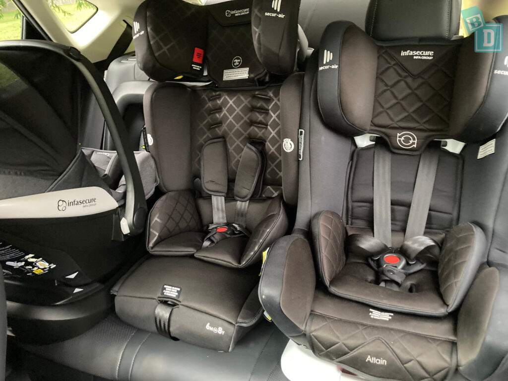 2024 Lexus NX350h with three child seats installed in the second row
