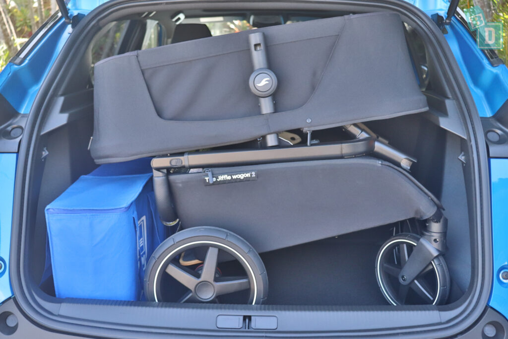 2023 Peugeot e-2008 boot space for shopping with single stroller pram if two rows of seats are in use
