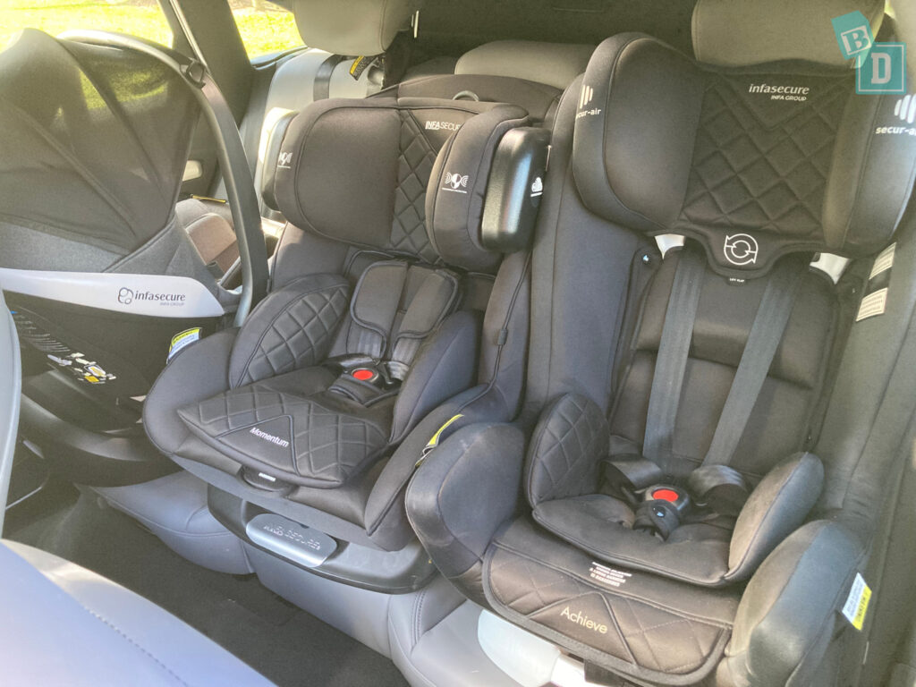 2024 Audi Q5 Sportback PHEV with three child seats installed in the second row 