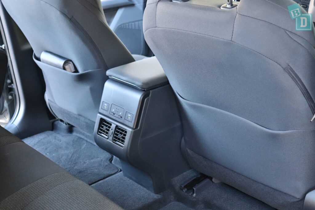 2024 Subaru Solterra legroom with forward-facing child seats installed in the second row 