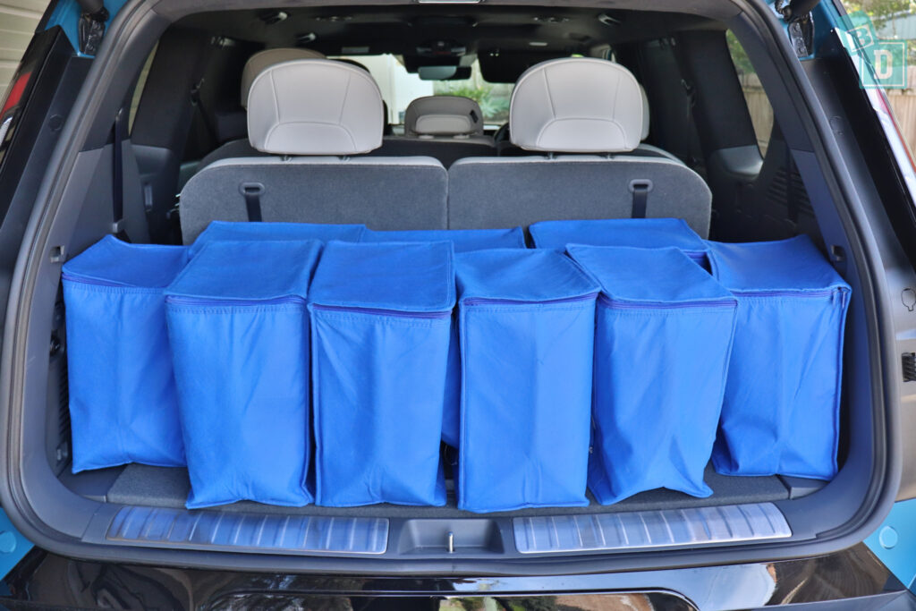 2024 Kia EV9 GT-Line boot space for shopping with all three rows in use
