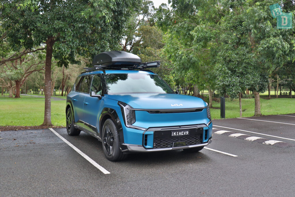 2024 Kia EV9 GT-Line with Thule roof box and awning