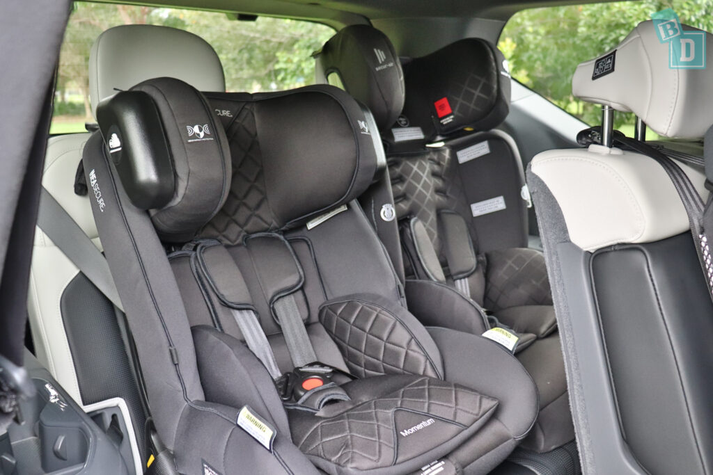 2024 Kia EV9 GT-Line with two child seats installed in the third row
