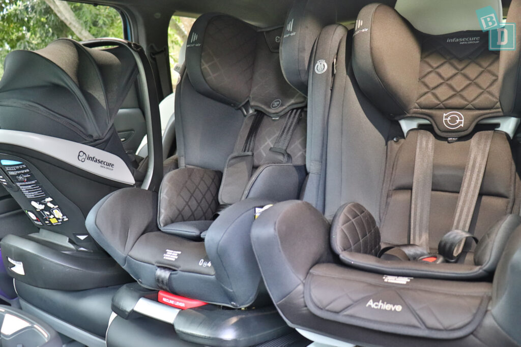 2024 Kia EV9 GT-Line with three child seats installed in the second row
