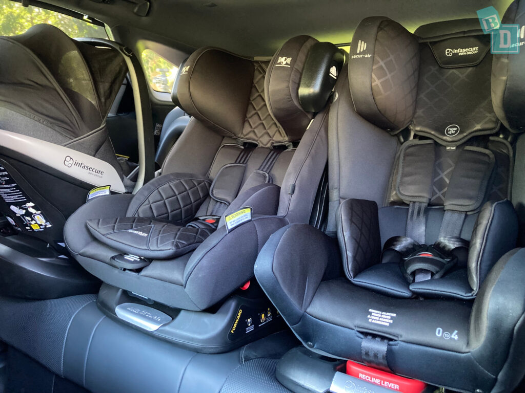 2024 Lexus RX350 F-Sport with three child seats installed in the second row
