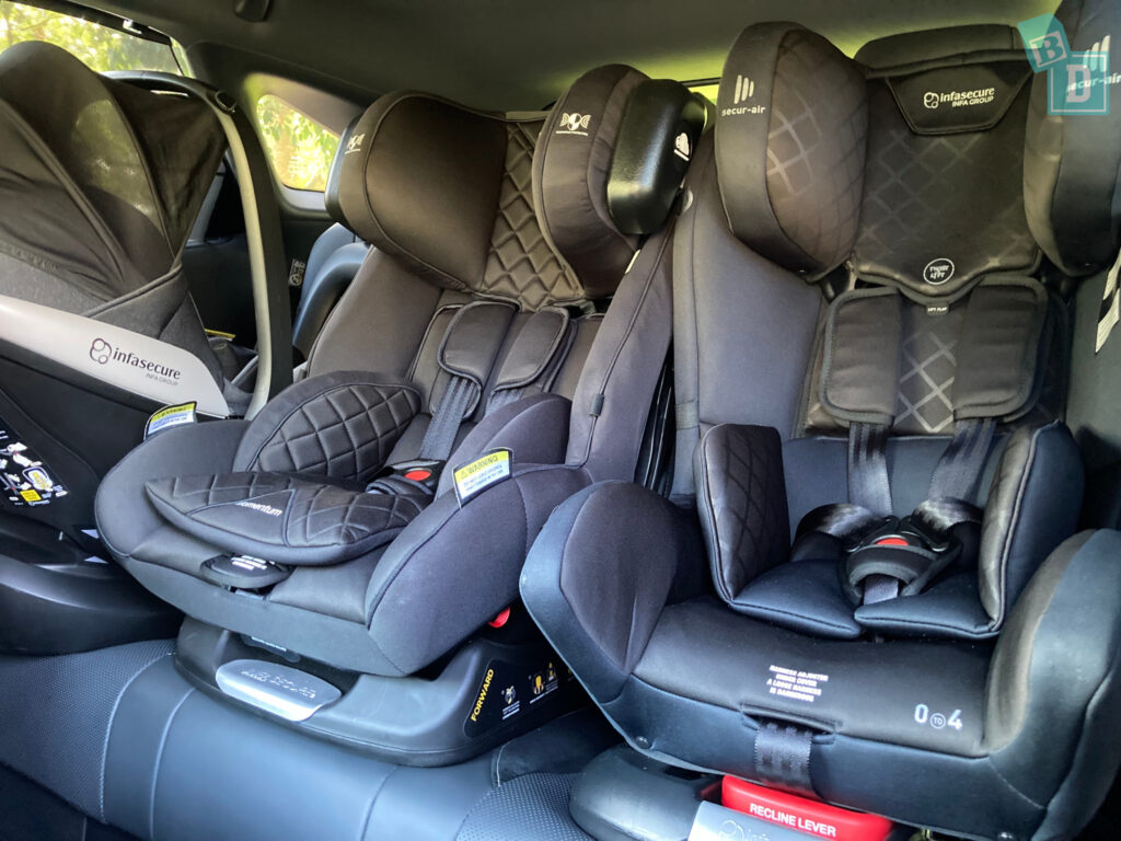 2024 Lexus RX350 F-Sport with three child seats installed in the second row
