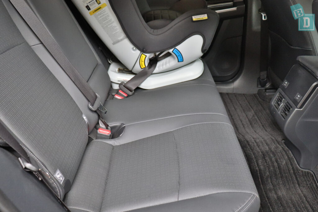 2024 Toyota bZ4X AWD legroom with forward-facing child seats installed in the second row
