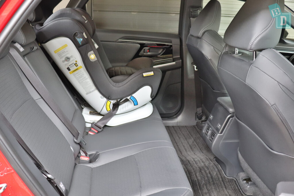 2024 Toyota bZ4X AWD legroom with forward-facing child seats installed in the second row
