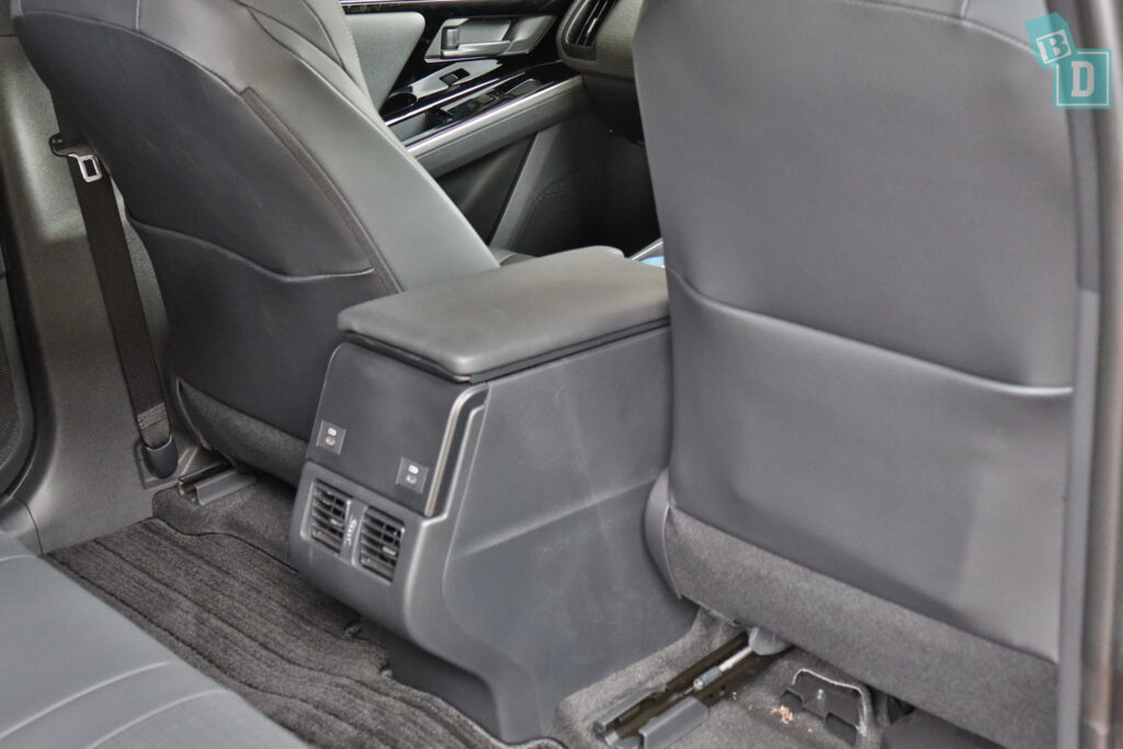 2024 Toyota bZ4X AWD legroom with forward-facing child seats installed in the second row
