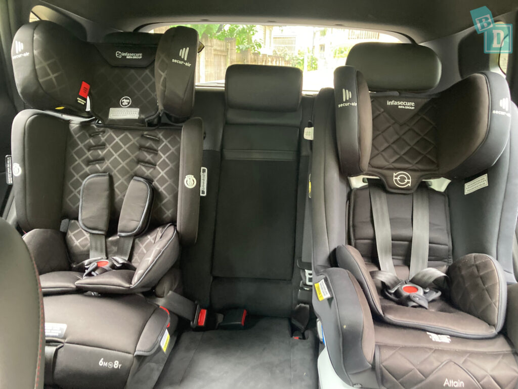 2024 Hyundai Kona Hybrid Premium N-Line space between two child seats installed in the second row
