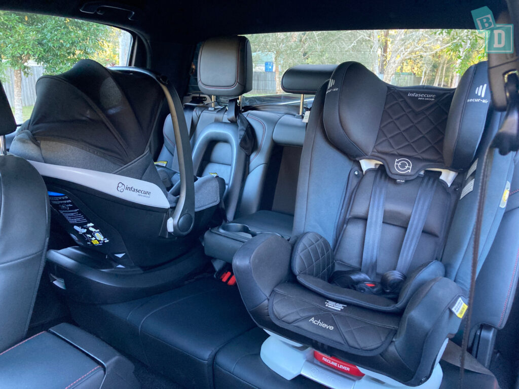 2024 ISUZU D-MAX X-Terrain space between two child seats installed in the second row 