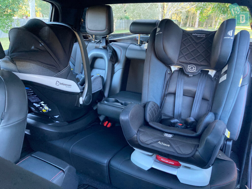 2024 ISUZU D-MAX X-Terrain space between two child seats installed in the second row 