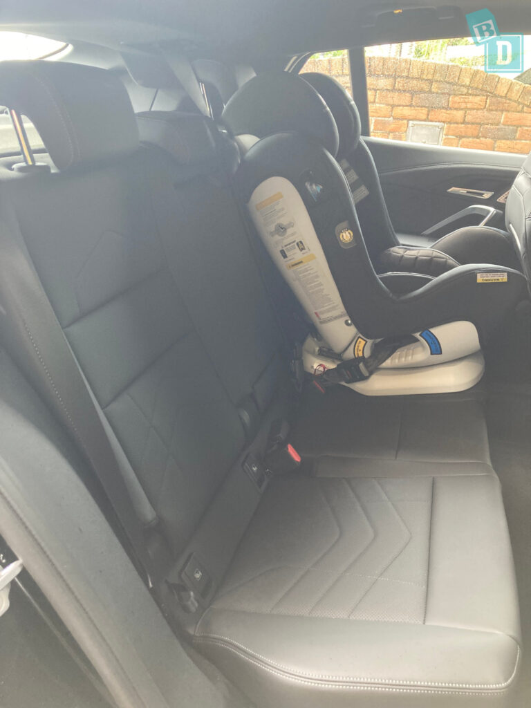 2024 BMW X2 XDrive 20i space between two child seats installed in the second row
