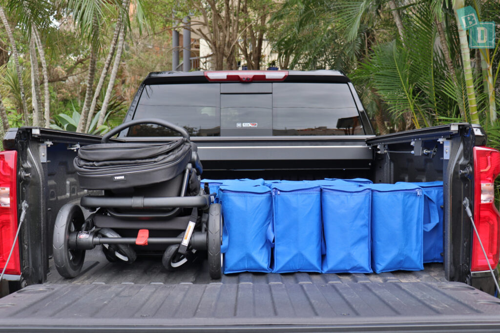 2024 Chevrolet Silverado 1500 LTZ Premium tray space for shopping with tandem stroller pram 
