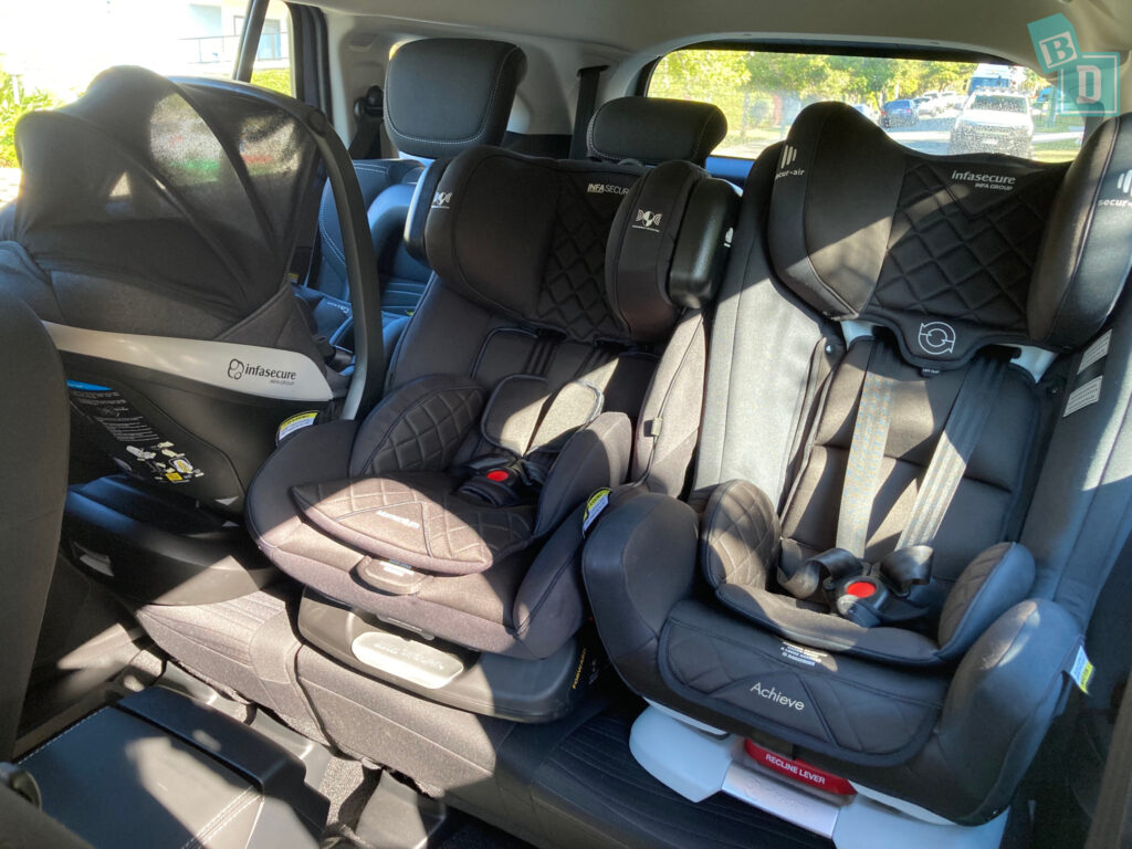 2024 Isuzu MU-X 1.9L LS-M 4X4 with three child seats installed in the second row
