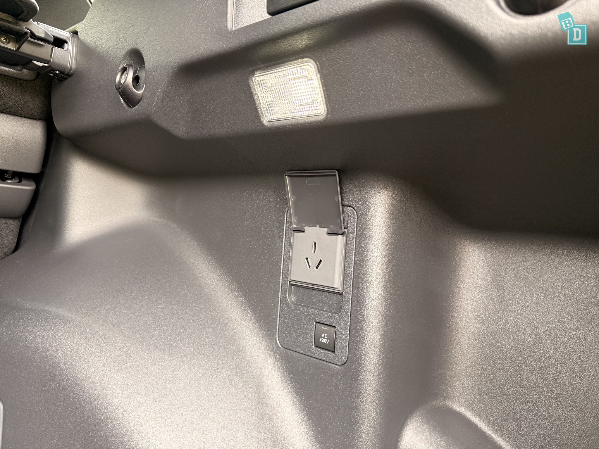 2026 Toyota bZ4X Touring boot side wall AC 220V power outlet and cargo light