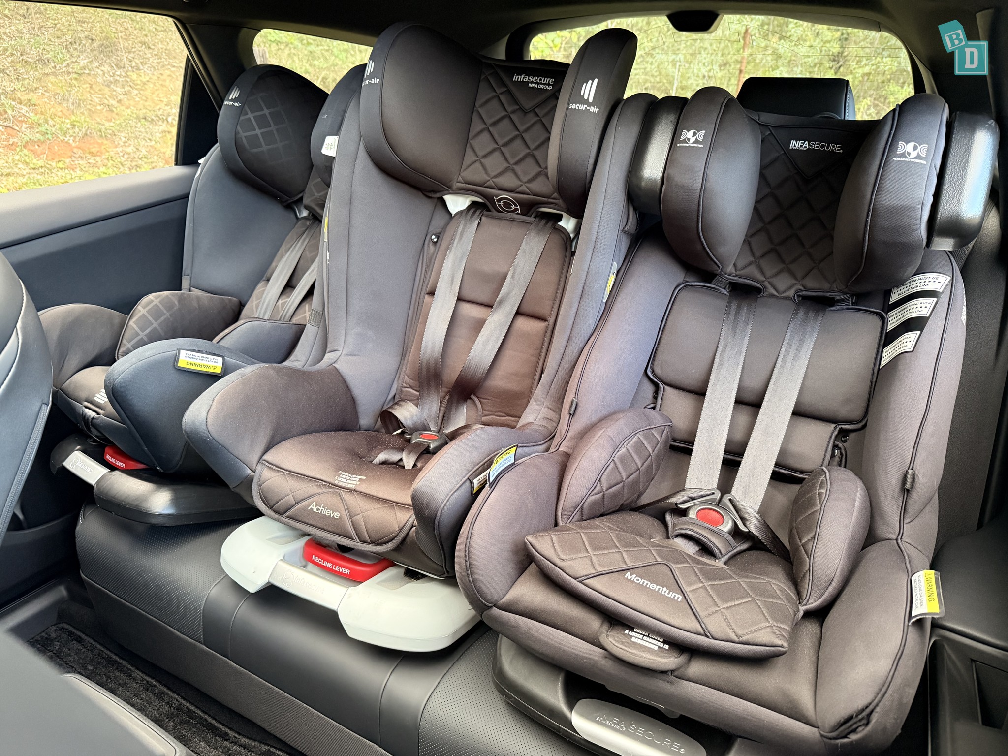 2026 Toyota bZ4X Touring with three child seats installed in the second row